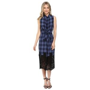 Plaid Dress With Lace In Violet Stone Combo